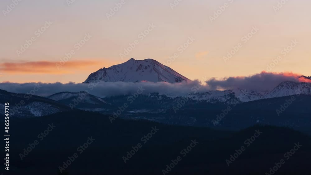 Time lapse of cloud movement on Mount Lassen in northern California captured at sunset from the Hat Creek Rim in Shasta County Time lapse of cloud movement on Mount Lassen in northern California captured at sunset from the Hat Creek Rim in Shasta County