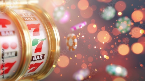 An abstract representation of a brown-themed casino slot machine, with minimalist design elements and a clean, contemporary look. The image offers plenty of copy space for customization.