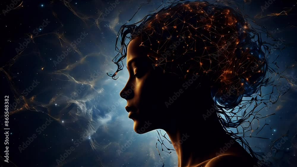 Profile of Woman with Cosmic Neural Connections Profile of Woman with Cosmic Neural Connections