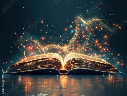 Wallpaper Mural Modern digital open book for learning in digital futuristic style. AI generated image Torontodigital.ca