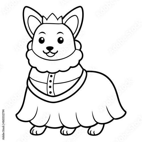 Corgi dog breed vector black line