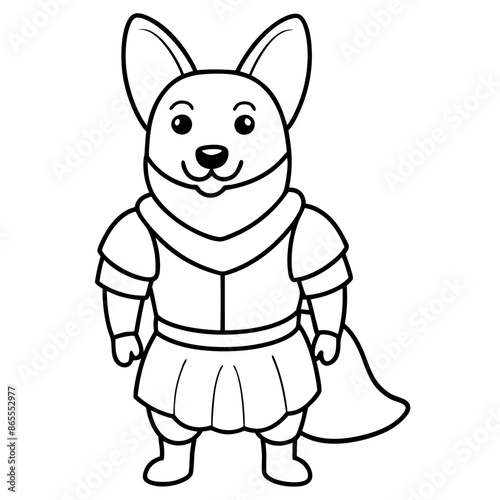 Corgi dog breed vector black line