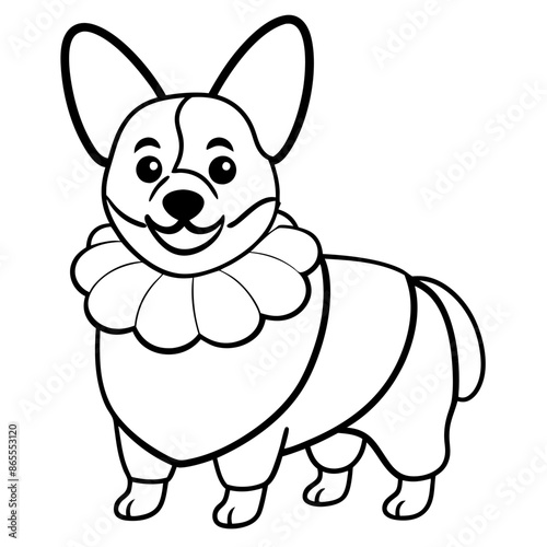 Corgi dog breed vector black line