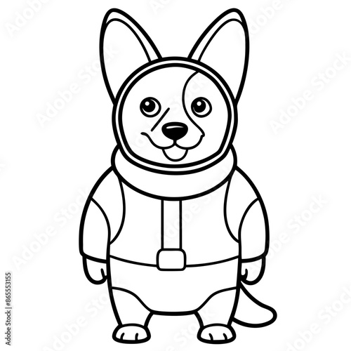 Corgi dog breed vector black line