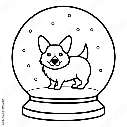 Corgi dog breed vector black line
