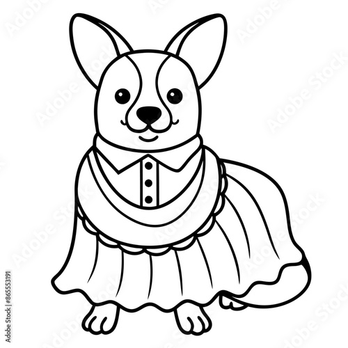 Corgi dog breed vector black line