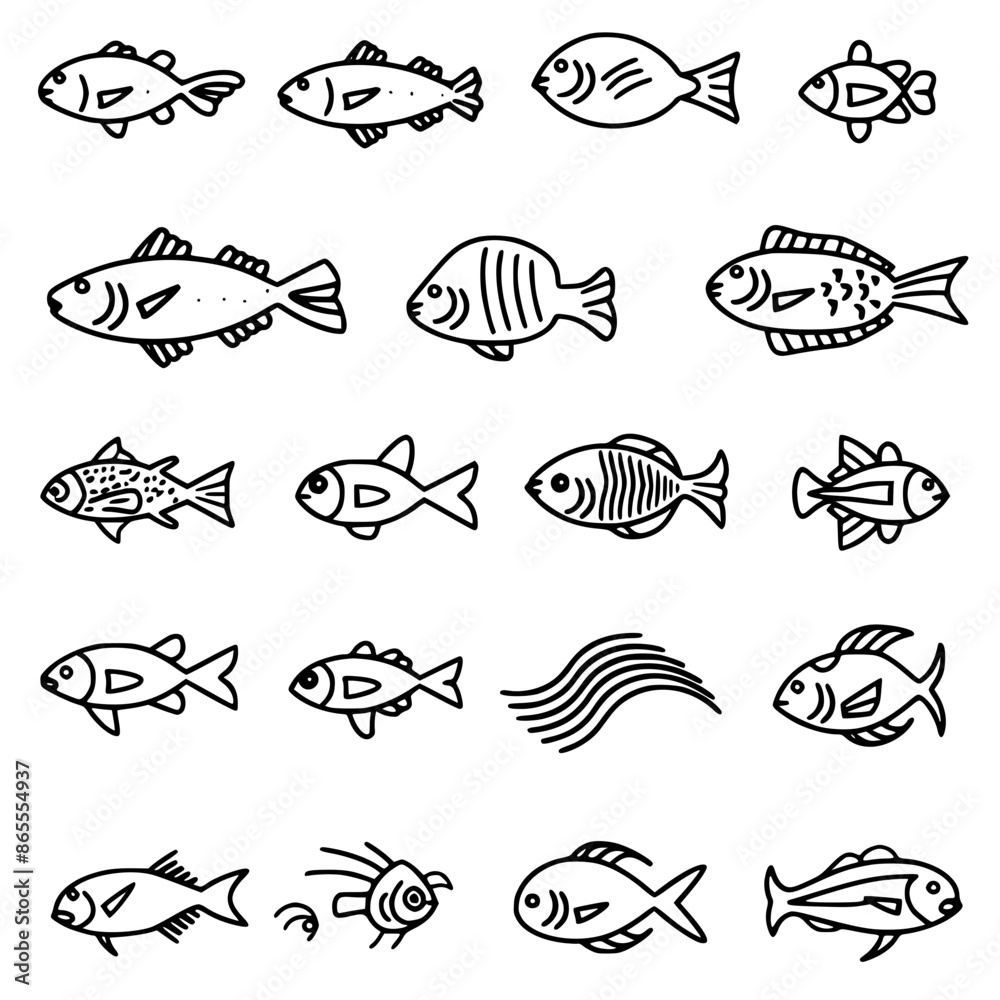 Obraz premium fish, sea, vector, fishing, silhouette, animal, illustration, icon, cartoon, nature, water, pattern, food, salmon, ocean, design, marine, art, set, seafood, seamless, shark, car, Seashells svg, Seashe