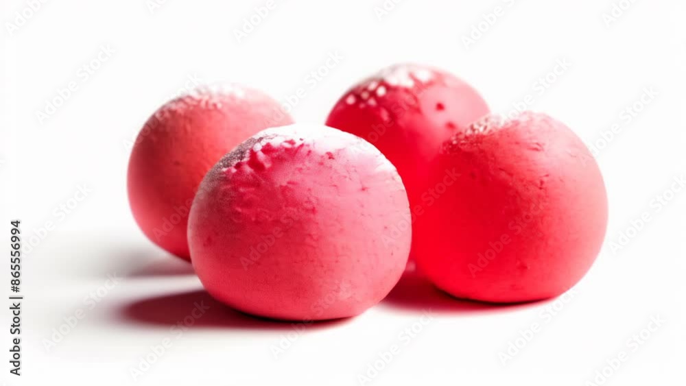 Five vibrant red eggs speckled with white ready to hatch Five vibrant red eggs speckled with white ready to hatch