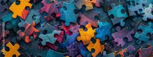 A colorful puzzle pieces, puzzles background banner