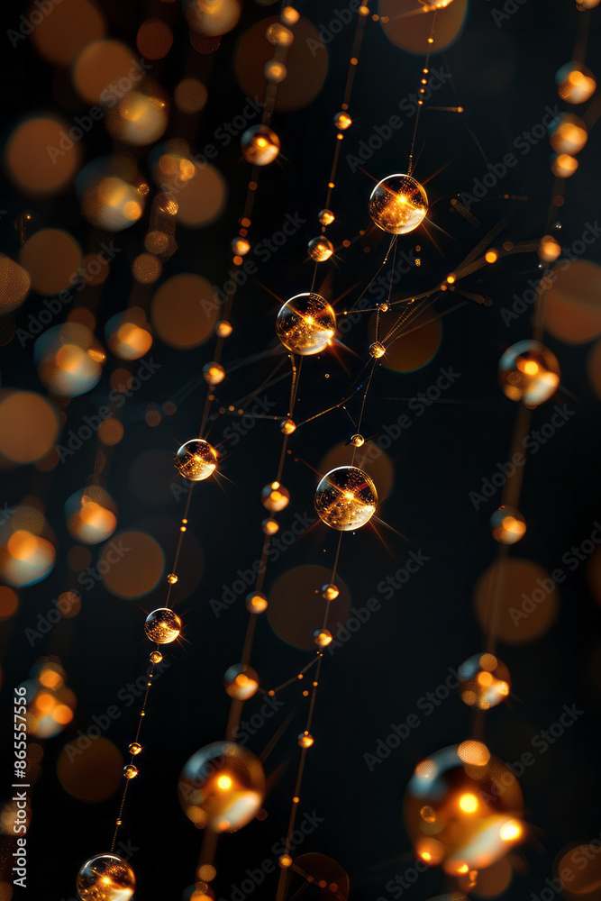Elegant 3D rhombus formed by golden lines, with golden and black beads adding subtle accents, against a black background, Elegant 3D rhombus formed by golden lines, with golden and black beads adding subtle accents, against a black background,