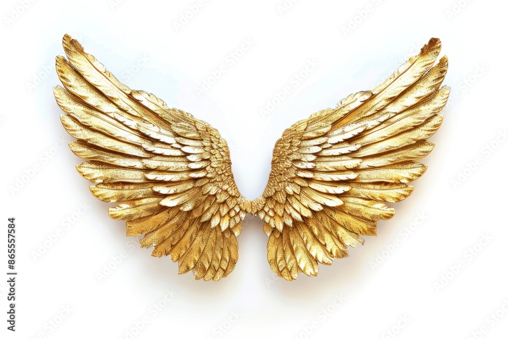 Golden wings isolated on white background Golden wings isolated on white background