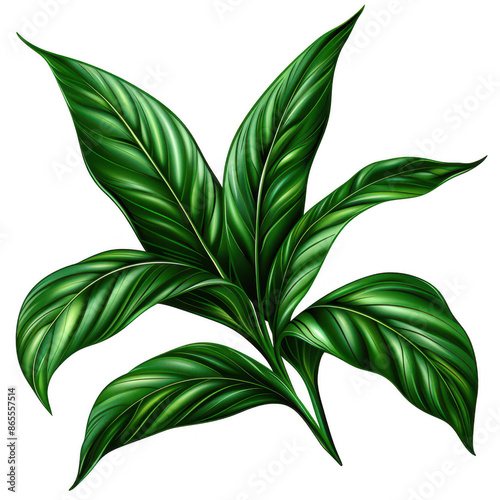 Vibrant green tropical leaves on transparent background. Perfect for design, decoration, and nature-themed projects.