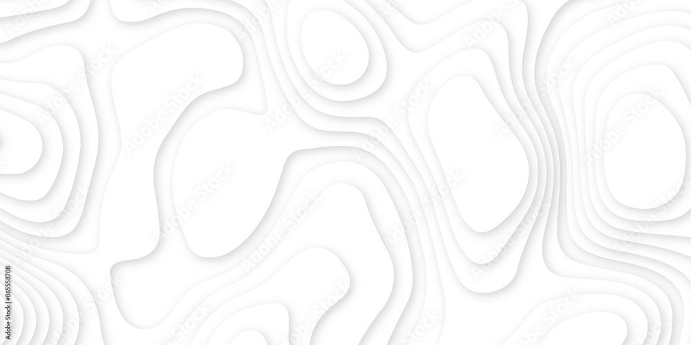 White topography 3d layers papercut design dropshadowed abstract contour map texture 3d design