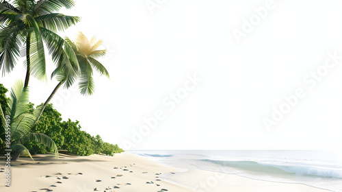 beach isolated on white background, minimalism, png photo