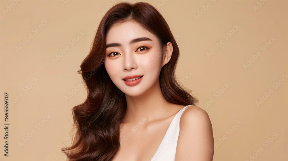 Asian girl skin care concept, copy space Asian girl skin care concept, copy space