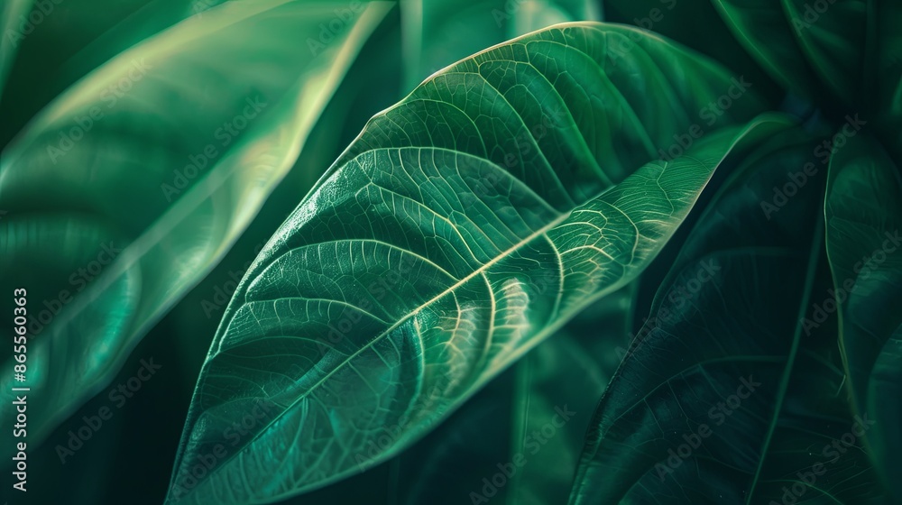 Green tropical plant close-up. Green tropical plant close-up.