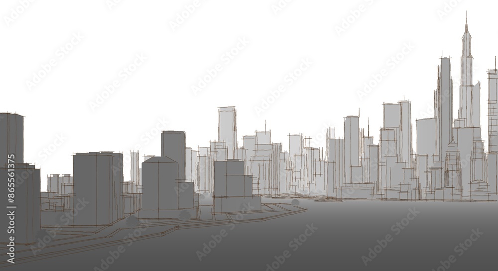 Obraz premium big modern city 3d illustration