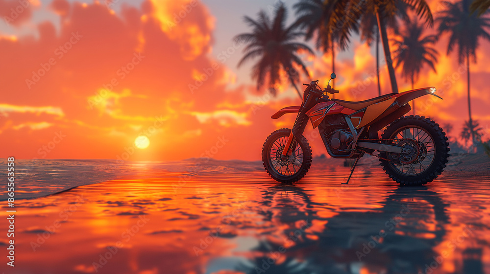 Fototapeta premium dirtbike on beach, background image