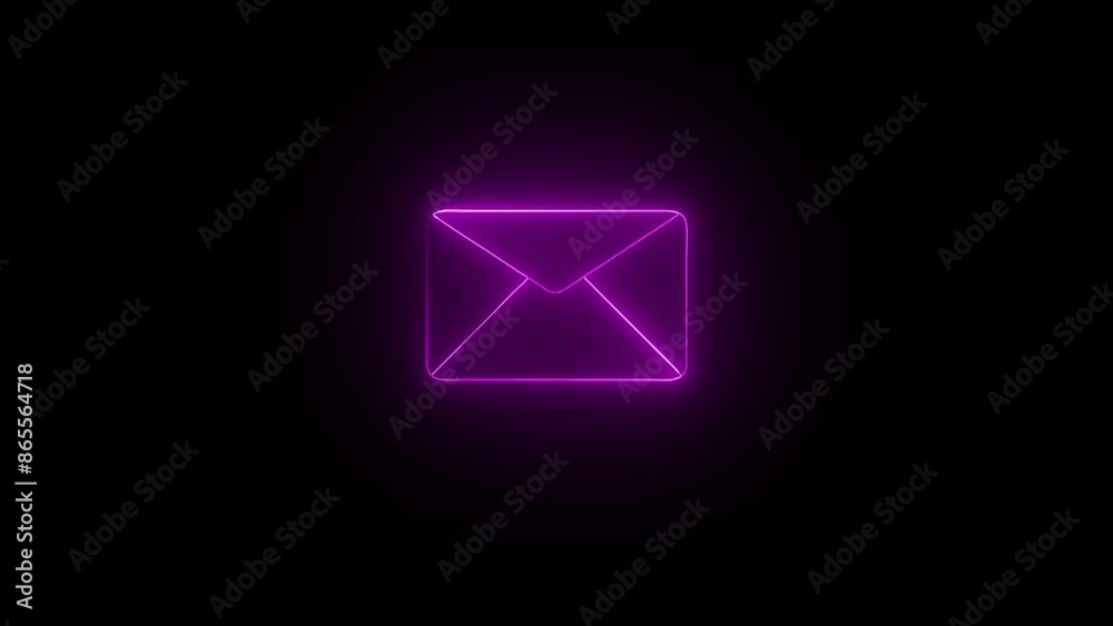 Glowing email icon neon animation on black background. 4k video Glowing email icon neon animation on black background. 4k video