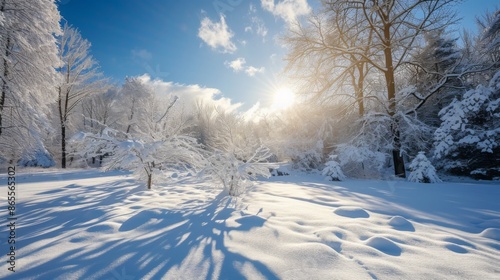 Wallpaper Mural Landscape covered in a large amount of freshly fallen snow on a bright sunny day Torontodigital.ca