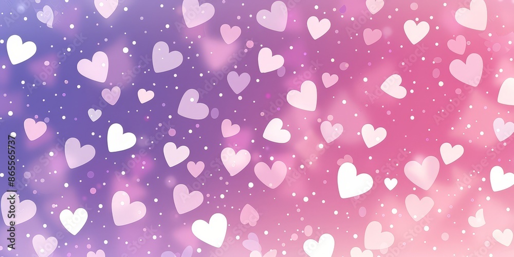 Dreamy Pink and Blue Hearts Floating in Light Dreamy Pink and Blue Hearts Floating in Light