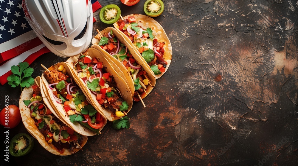 Frankie Jean Work Hard & Eat Lots Of Tacos Small Canvas Flag