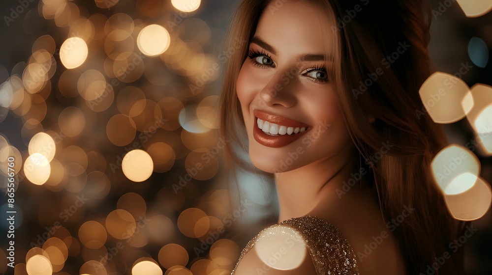 Portrait of an elegant and glamorous woman.