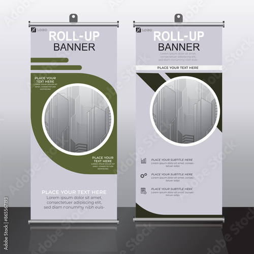 Roll up banner design template, vertical, corporate background, pull up design, vector, abstract geometric background, modern x-banner and flag-banner,rectangle size.