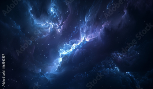 A Dark Background with swirling nebulae and stars rep © Super Stocks