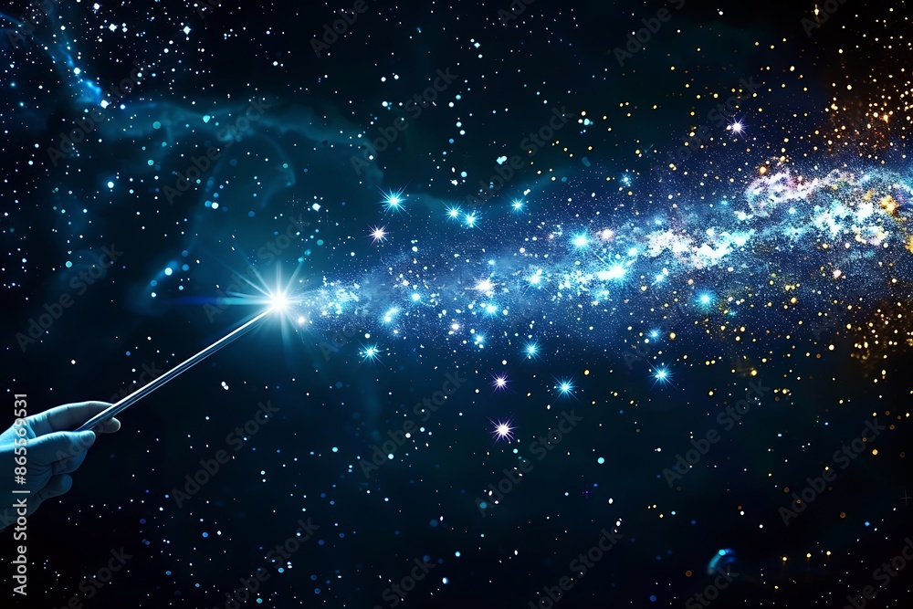 A maestro?? baton made of light conducting a symphony of stars A maestro?? baton made of light conducting a symphony of stars