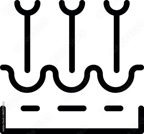 This icon represents the process of microneedling, showing needles penetrating the skin's surface to stimulate collagen production