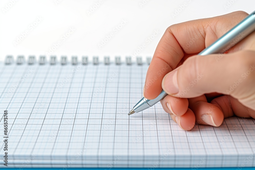 An image depicting a hand holding a pen over an empty checkered notebook page, suggesting planning or brainstorming An image depicting a hand holding a pen over an empty checkered notebook page, suggesting planning or brainstorming