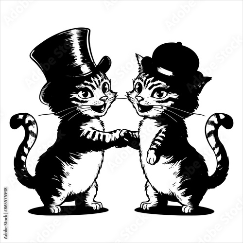 Two cat are lovely moment vector design.