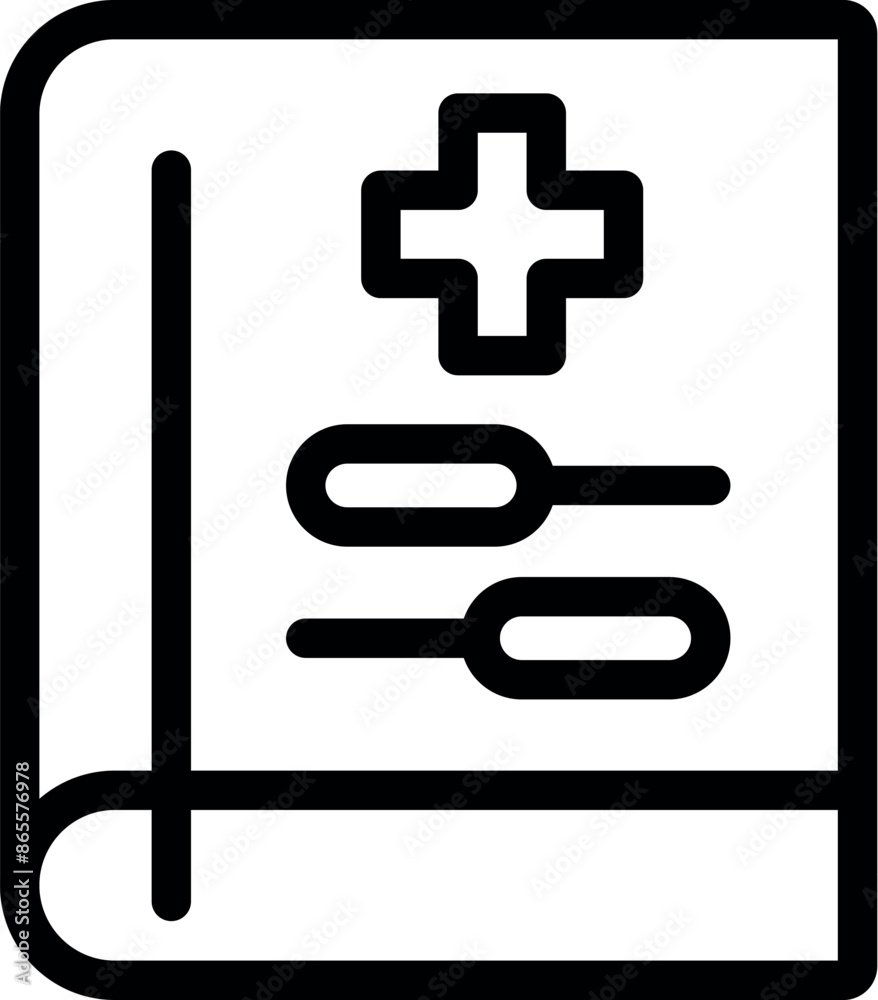 Obraz premium Line art icon of a medical history record book representing patient information and healthcare data