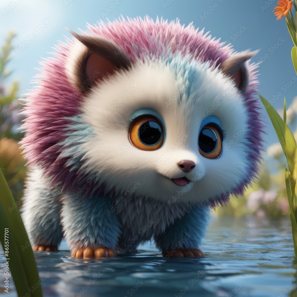 a cat with yellow eyes and a pink nose sits on a pond a cat with yellow eyes and a pink nose sits on a pond