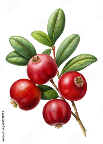 Cranberry isolated on white and transparent background old botanical illustration png