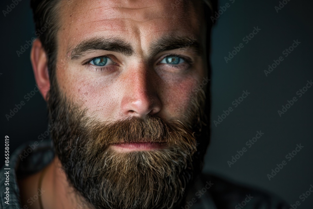 Handsome Man Portrait. Caucasian Adult Male with Brown Beard and Casual Attire Expressing Fun Facial Expression Handsome Man Portrait. Caucasian Adult Male with Brown Beard and Casual Attire Expressing Fun Facial Expression