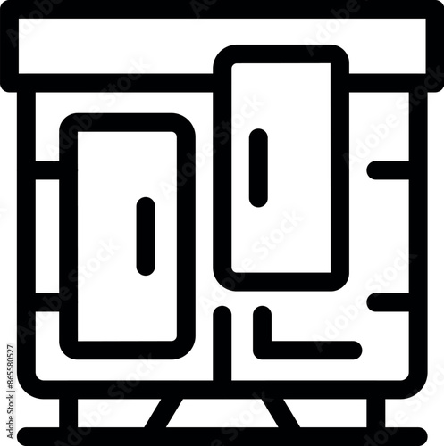 Simple icon of a power supply unit converting high voltage power line energy into lower voltage dc current for domestic use