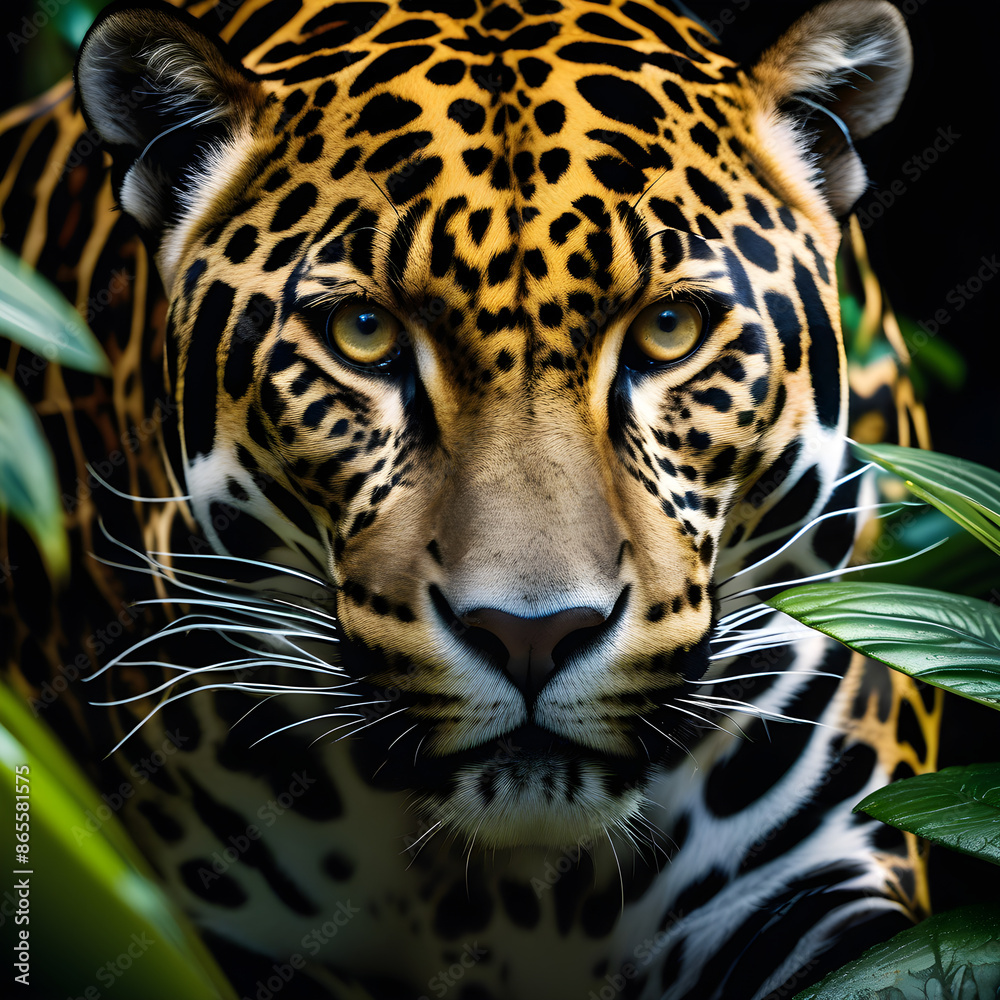 Fototapeta premium Majestic Jaguar in Lush Greenery