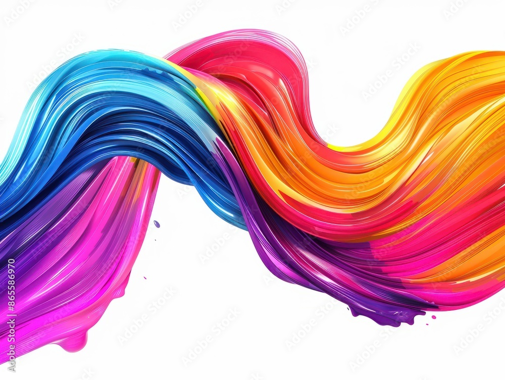 Color brush paint ribbon stroke swirl abstract splash background wave ...