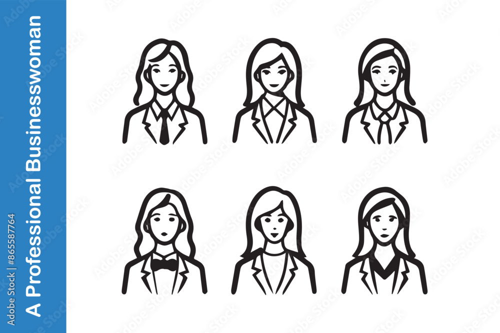 A professional businesswoman with editable vector collections. A professional businesswoman with editable vector collections.