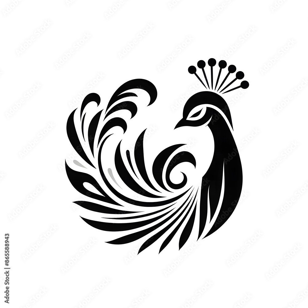 Fototapeta premium Peacock monotone logo