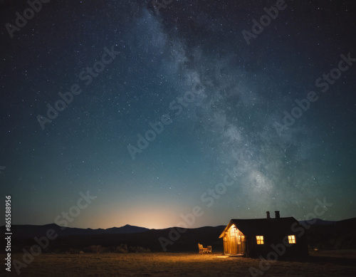 Un cielo tempestato di stelle illumina una notte tranquilla in campagna.
 photo