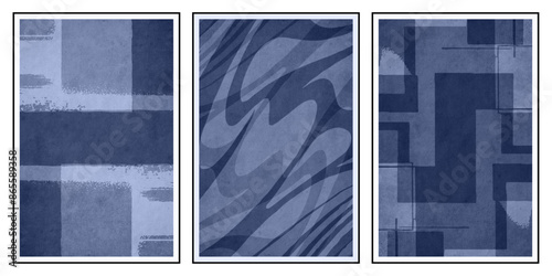 Set of 3 Abstract illustration in vintage style. For use in graphics, for wall decor. .