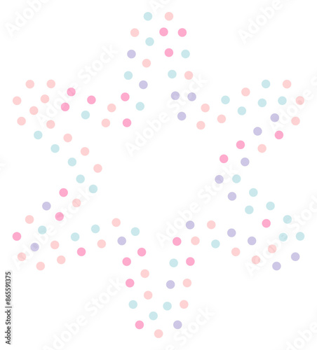 Pastel colorful star line dots. Vector illustration. 