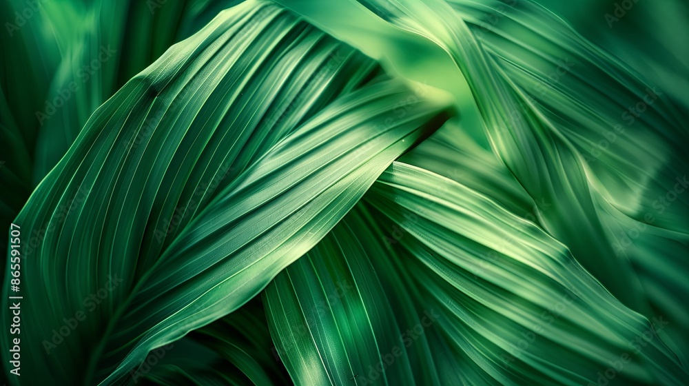 Green tropical plant close-up. Green tropical plant close-up.