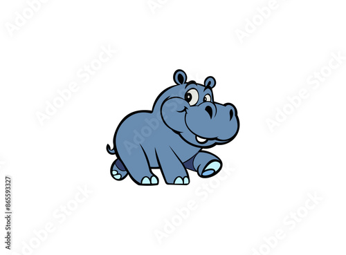 Vector illustration of cartoon hippopotamus isolated on white background	