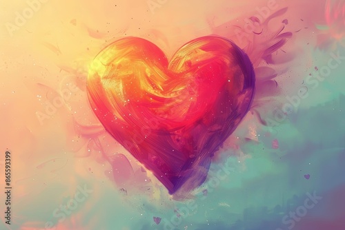 Vibrant Abstract Heart Illustration With Watercolor Texture