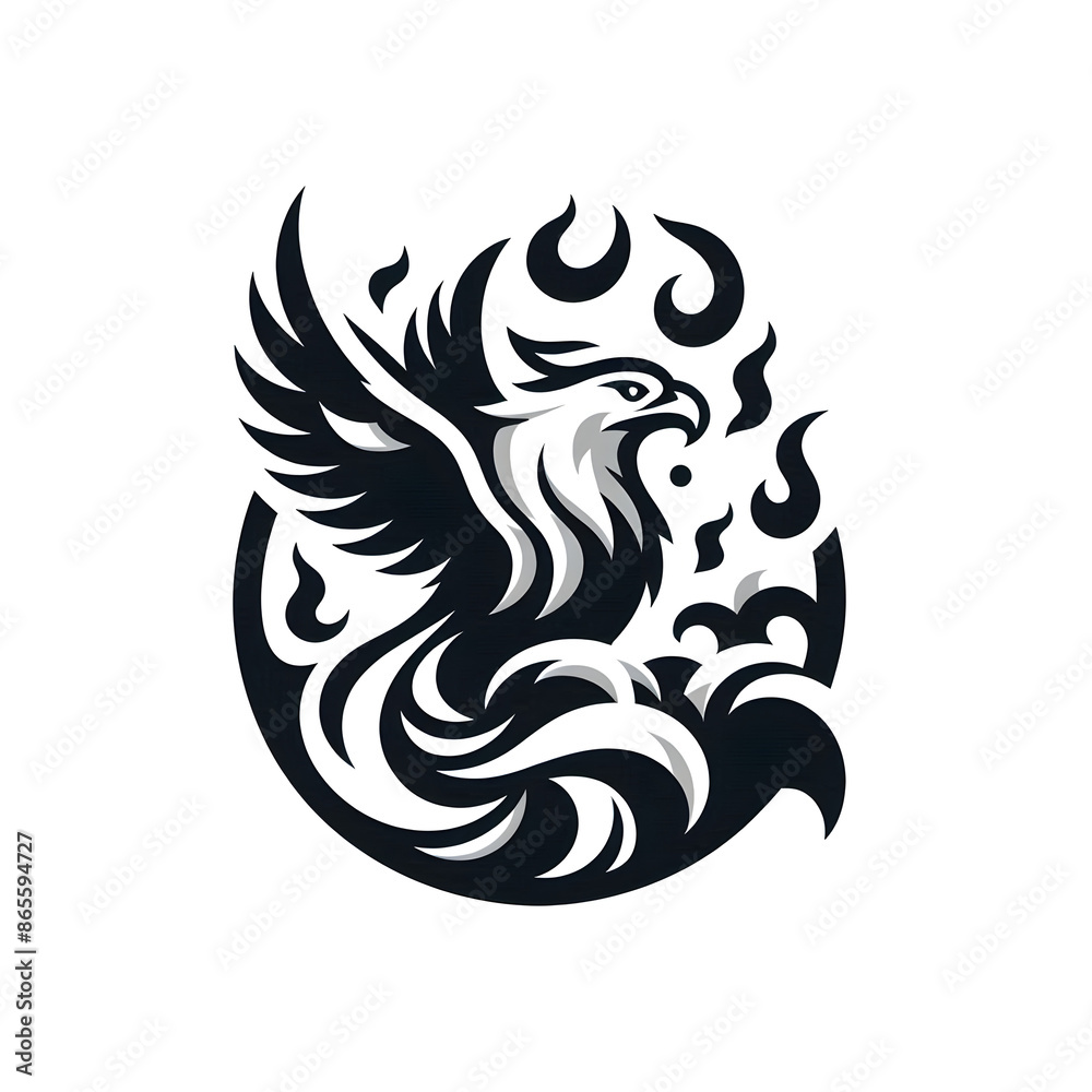 Hawk on fire monotone logo Hawk on fire monotone logo