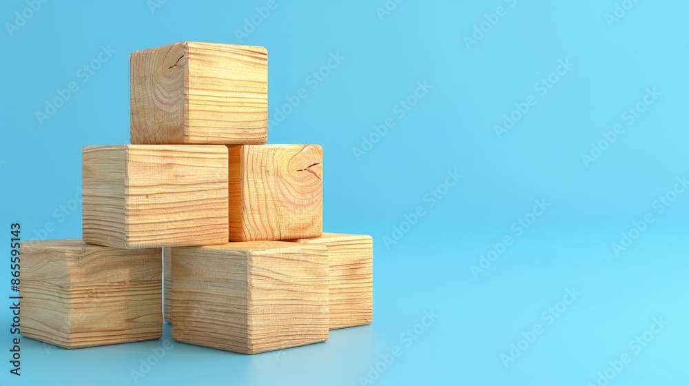 Icon of wooden blocks with space for text Concept of gradual progress and journey Icon of wooden blocks with space for text Concept of gradual progress and journey